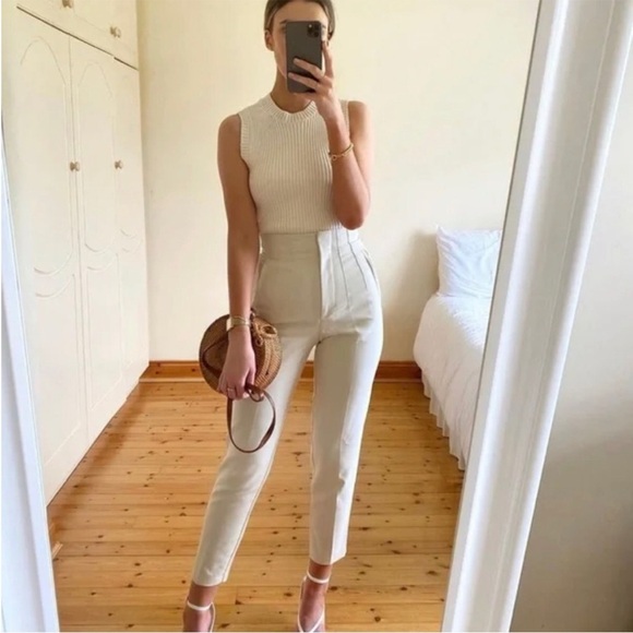 Zara High Rise Slim Tapered Ankle Trousers Classy Bloggers Favorite size small - Picture 2 of 14